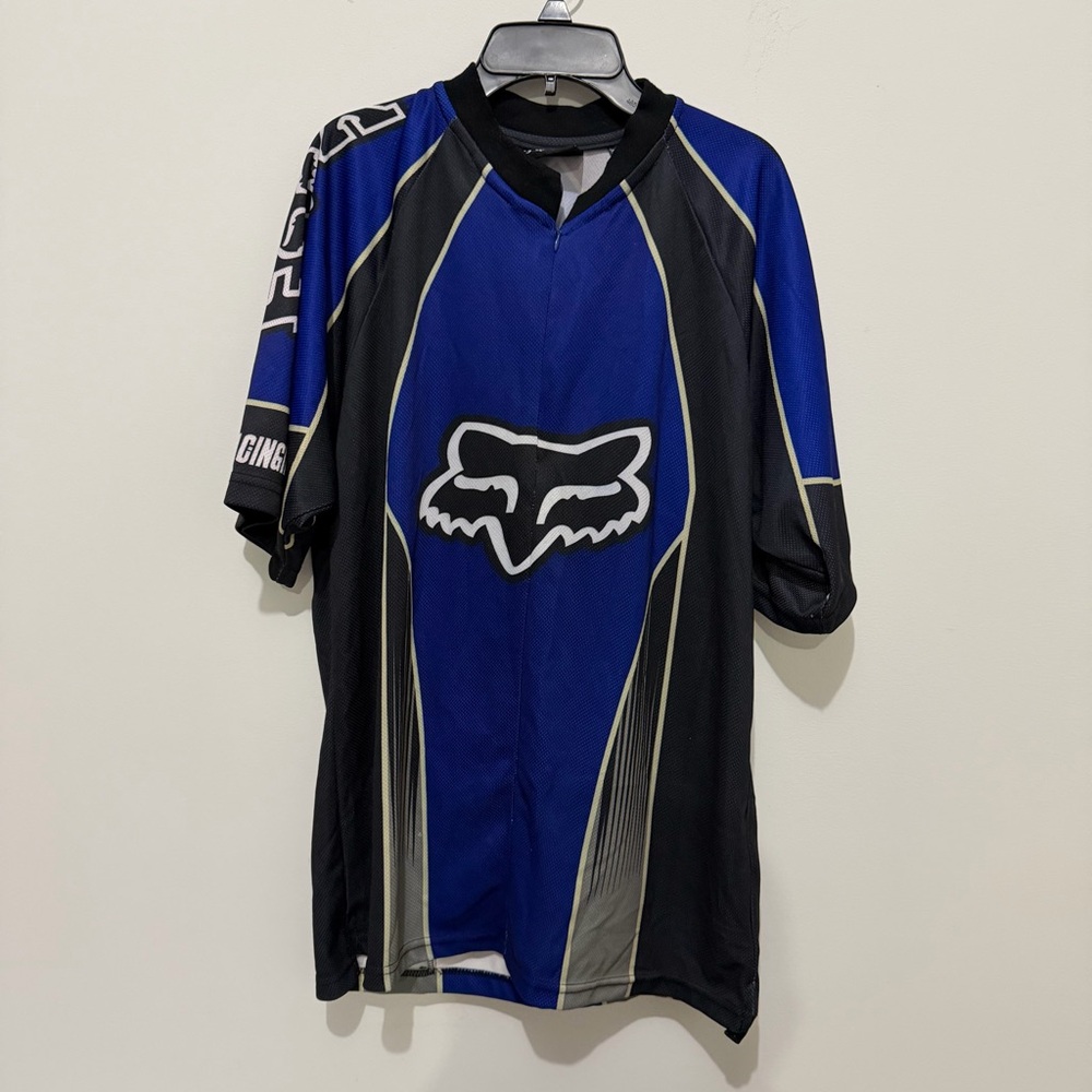 Fox Men's Blue and Black BMX Bicycle Motocross Motorcycle Racing Jersey